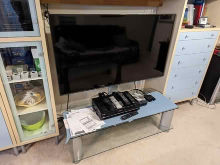 Photo of free 55" glass TV stand with VESA mount (Elizabeth Gardens, Burlington) #3