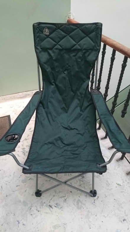 Photo of free Eurohike Green high back camping chair / blue camping chair (Gorgie EH11) #1