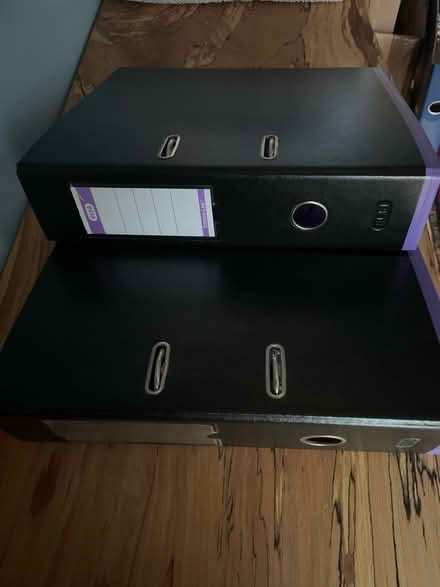 Photo of free 2 black purple A4 lever arch files (Kettering NN15) #1