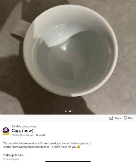 Photo of free ‘Feline fine’ cup (New) (Pontefract WF8 area) #2