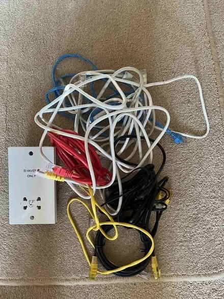 Photo of free Various cables and shaver plug socket (B93 Knowle) (Knowle B93) #1