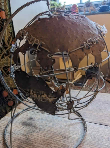 Photo of free Spinning globe recycled metal art (Harbertonford TQ9) #4