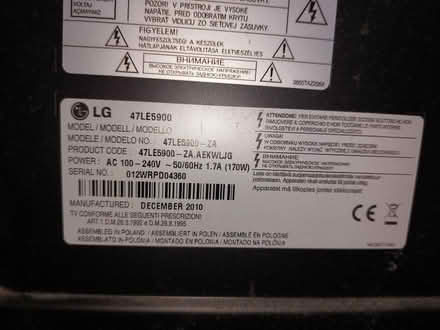 Photo of free LG 46" TV with remote. SPARES OR REPAIR (Sagar Holme) #1