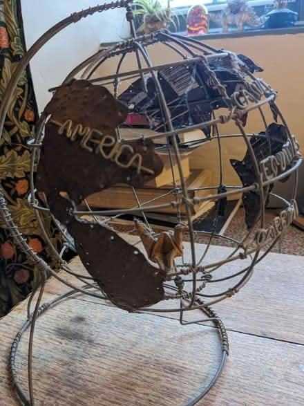 Photo of free Spinning globe recycled metal art (Harbertonford TQ9) #3