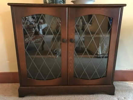 Photo of free Mahogany glass fronted bookcase (Trefonen SY10) #1