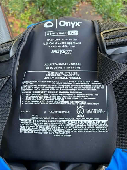 Photo of free Onyx Small Paddle Life Jacket (Woodacre Flats) #2