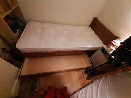 Photo of free Dark wood single bed & underdrawer (TW9) #2