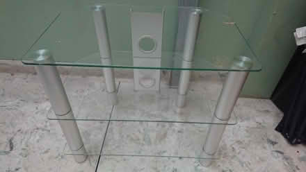Photo of free 3 shelf clear glass TV stand (Gorgie EH11) #1