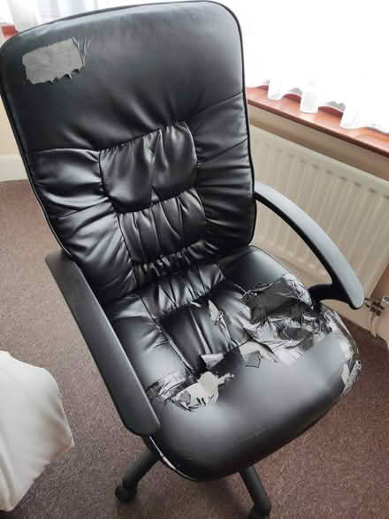 Photo of free Pair of matching office chairs, damaged covers (Winton BH9) #1
