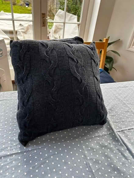 Photo of free Navy lambswool knitted cushions (Hertford SG13) #2