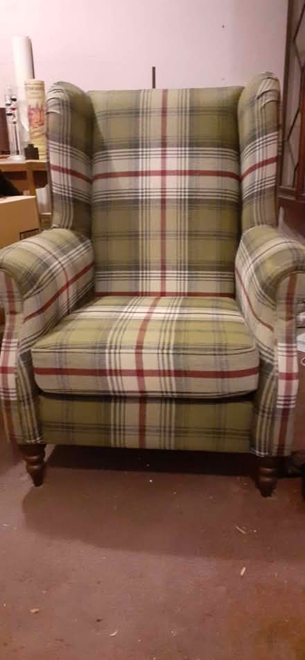 Photo of free Green cloth wingback chair (Southminster CM0) #1