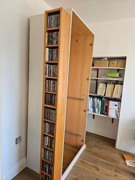 Photo of free Three Oak coloured CD/DVD Shelving (Rickmansworth central WD3) #1