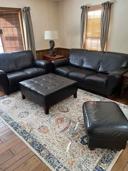 Photo of free Leather sofa, loveseat, ottoman (Ballpond area) #2
