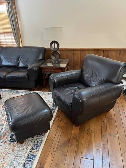 Photo of free Leather sofa, loveseat, ottoman (Ballpond area) #1
