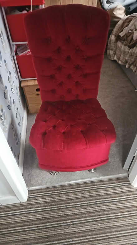Photo of free Red velvet chair (Haydock,st Helens) #1