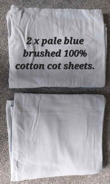 Photo of free 2 pale blue cot sheets (New Duston) #1