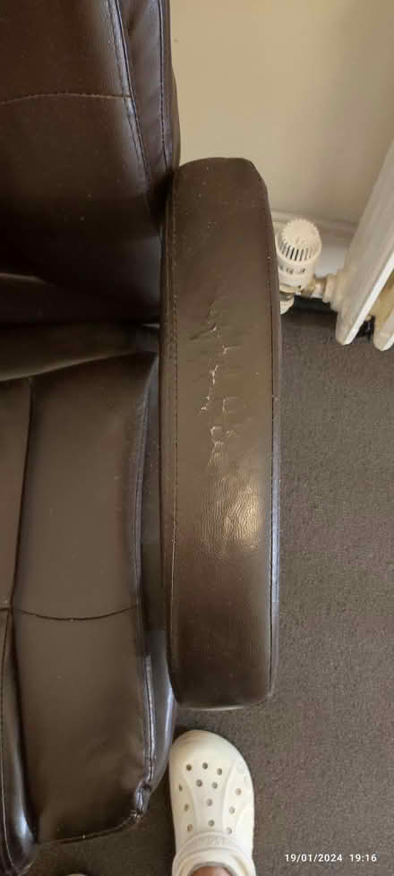 Photo of free Brown faux leather office chair (South Kensington SW10) #3