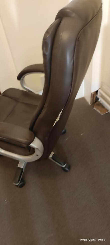 Photo of free Brown faux leather office chair (South Kensington SW10) #1