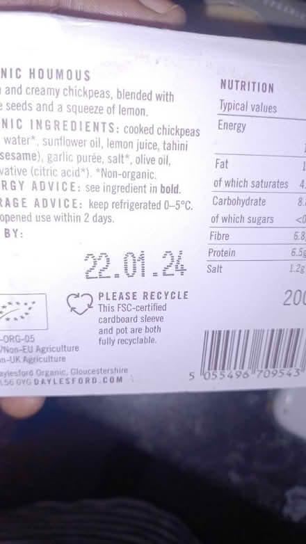 Photo of free 2x Organic Houmous (SE27 West norwood) #2