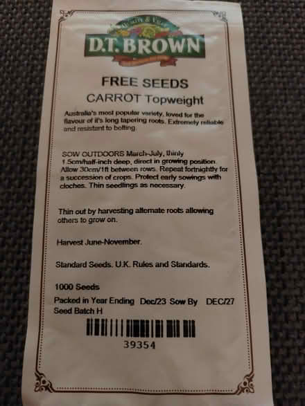 Photo of free carrot seeds (Cosham PO6) #1