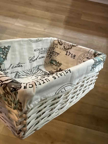 Photo of free fabric lined white rattan basket (Sciennes EH9) #1