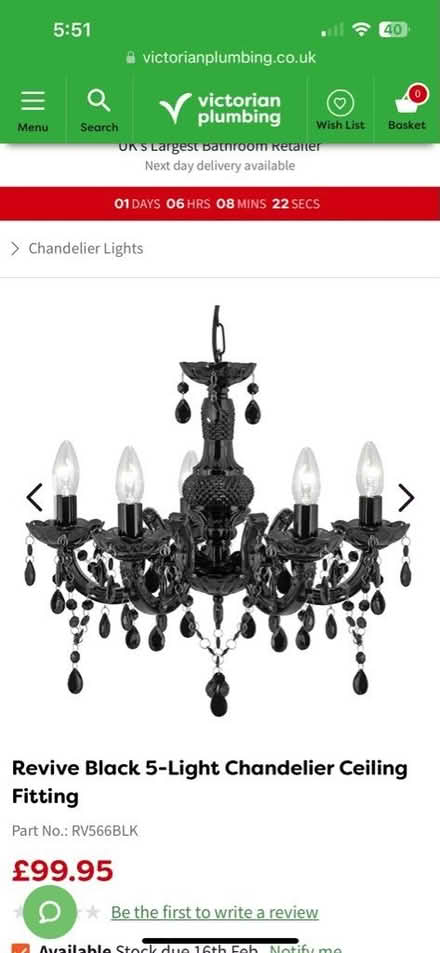 Photo of free Black gothic chandelier (PR5 lostock hall) #1