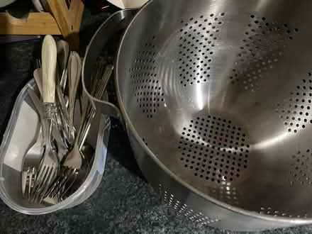 Photo of free Large colander + assorted cutlery (Warrington) #1