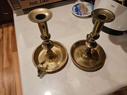 Photo of free 2 brass candle holders (Shrewsbury) #1
