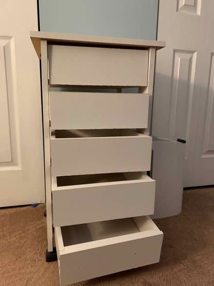 Photo of free 5 drawer side table/ cart (North Brunswick-off Rte 1) #1