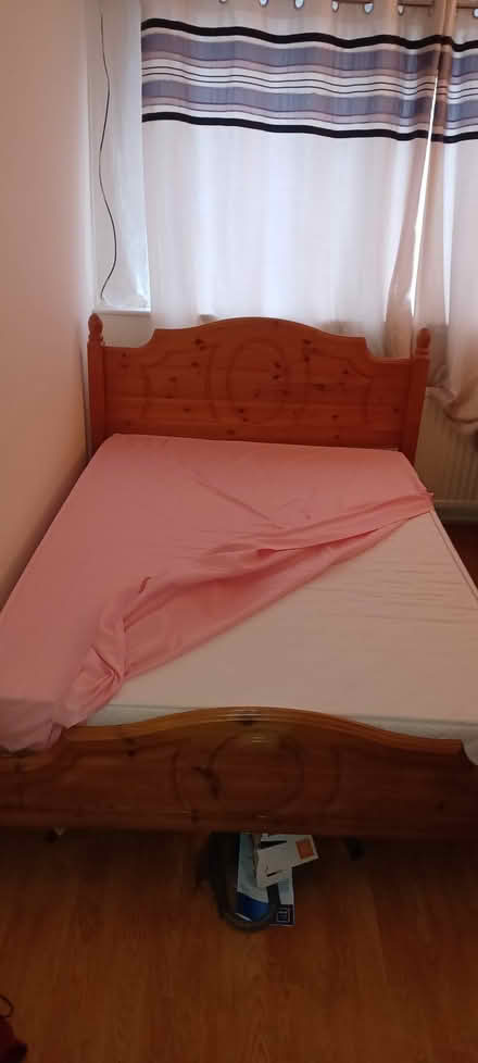 Photo of free Pine double bed with memory foam (Wickford) #1