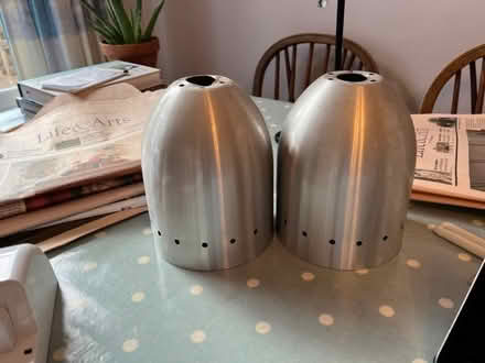 Photo of free A pair of silver metal lampshades (Wokingham RG40) #1