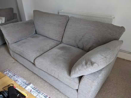 Photo of free 2 seater sofa and chair grey - with fire labels - from next (Bengeo SG14) #1