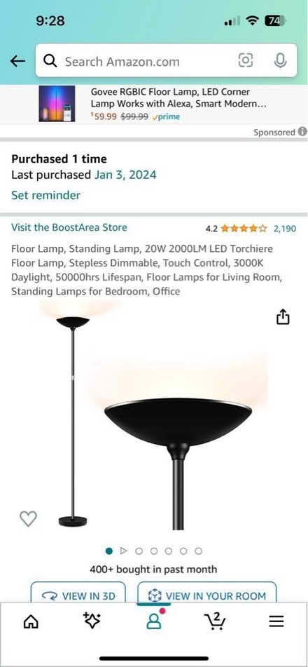Photo of free Tall Floor lamp (new) (Upper East Side) #1