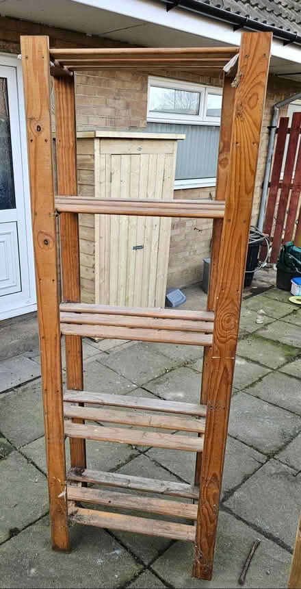 Photo of free Wooden shelving unit. Freestanding. (Blakelaw NE5) #1