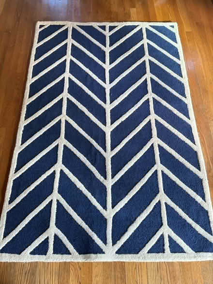 Photo of free 4x6 ft navy cream chevron rug (Saratoga) #1