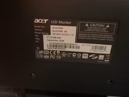 Photo of free LCD 22” Acer Monitor (Ayer) #2