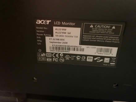Photo of free LCD 22” Acer Monitor (Ayer) #2