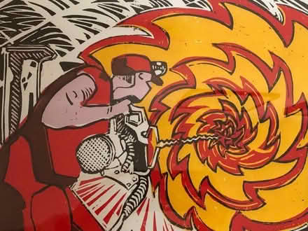 Photo of free Framed, original, lino cut print - tunneller (Canonbury N1) #4