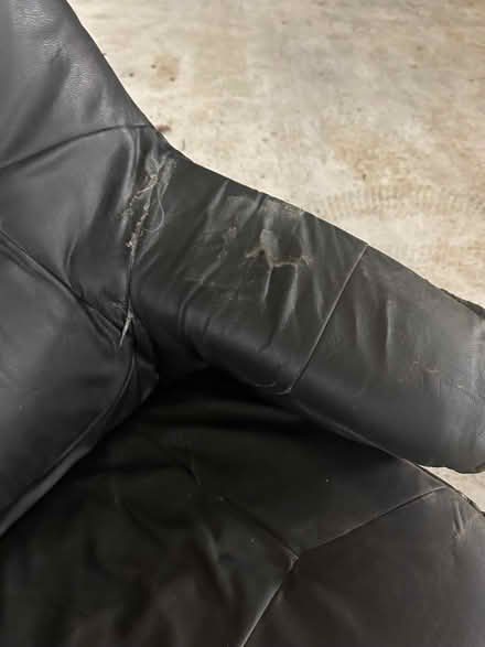 Photo of free Black Leather easy chair and stool (Camelford PL32) #1