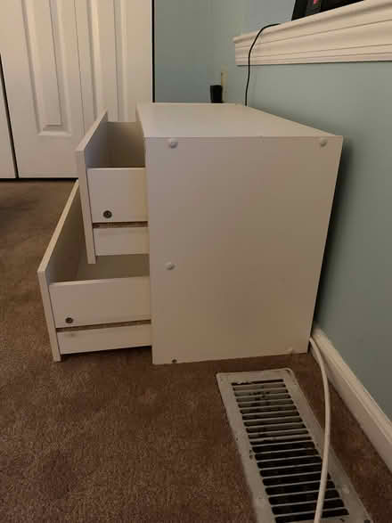 Photo of free 2 drawer white chest (North Brunswick-off Rte 1) #1
