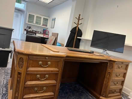 Photo of free oak desk, credenza, file cabinet (Los Gatos Summit/17) #3