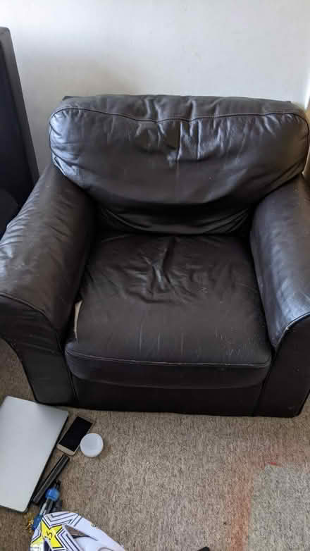 Photo of free Black leather armchair (Knightsfield AL8) #1