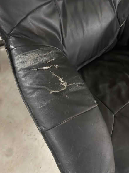 Photo of free Black Leather easy chair and stool (Camelford PL32) #2