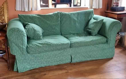Photo of free Large green three seater sofa (Clayhill TN31) #1