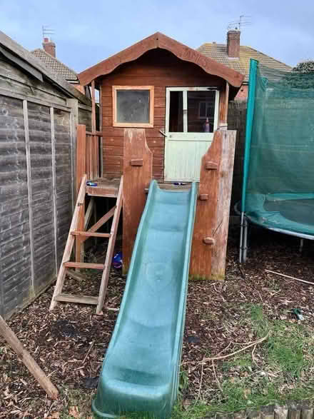 Photo of free Wooden Wendy House with slide (Loughborough LE11) #3