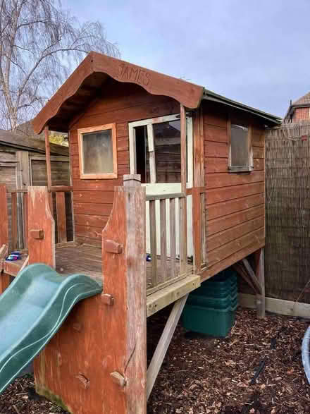 Photo of free Wooden Wendy House with slide (Loughborough LE11) #1