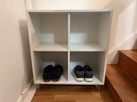 Photo of free 2x2 cube shelving unit white, feet (Duffel House, Vauxhall) #2