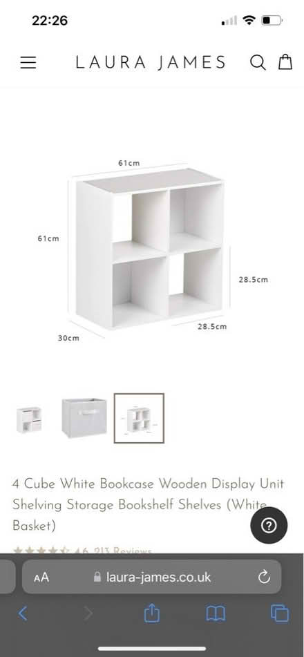 Photo of free 2x2 cube shelf white Laura James (Duffel House, Vauxhall) #1