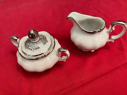 Photo of free Bavarian China Sugar Bowl & Creamer (East Cambridge) #1