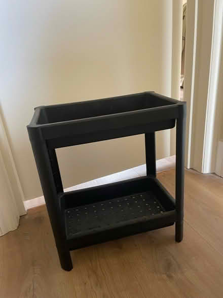 Photo of free Black plastic shelving unit (West Brompton, SW6) #1